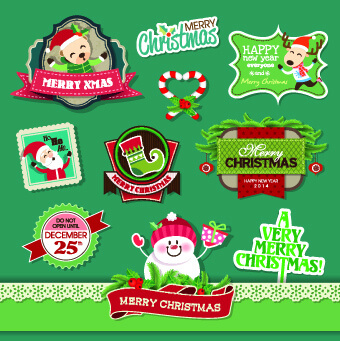 creative merry christmas labels vector