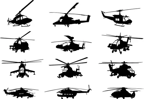 creative military helicopter silhouette vector