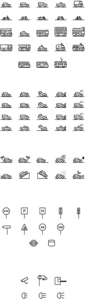 creative outline transportation icons set