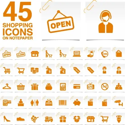 creative shopping icons stickers vector