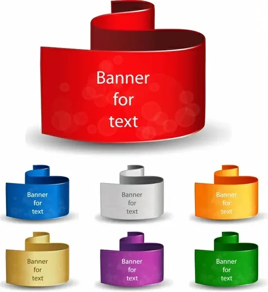text banner templates modern colored 3d curved shapes