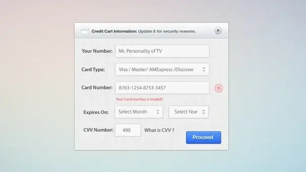 Credit Card Form PSD and CSS