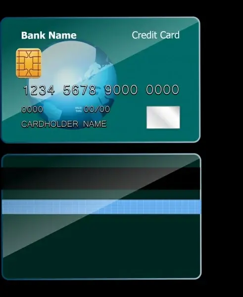 credit card template dark green design globe decoration