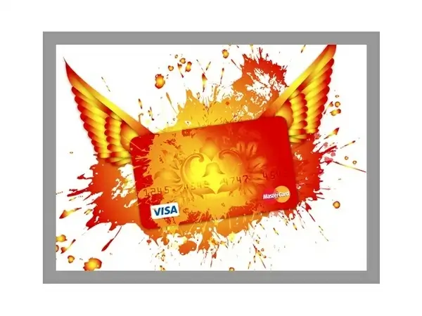 visa card design with wings and color splash