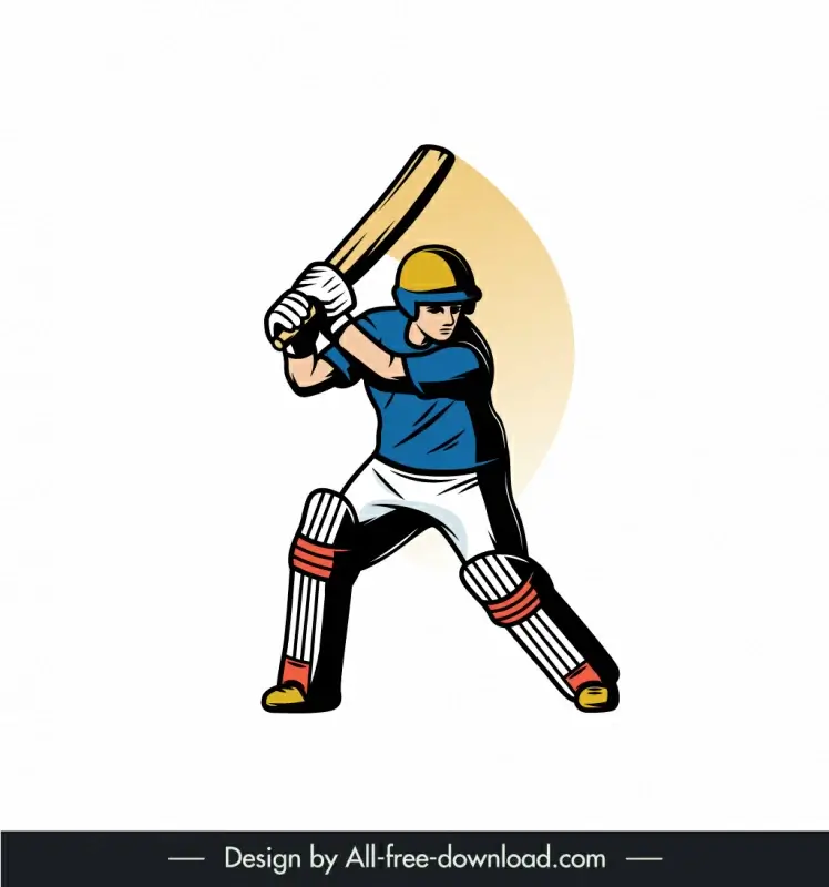 Cricket pose icon flat dynamic cartoon sketch Vectors graphic art designs  in editable .ai .eps .svg .cdr format free and easy download unlimit  id:6924740