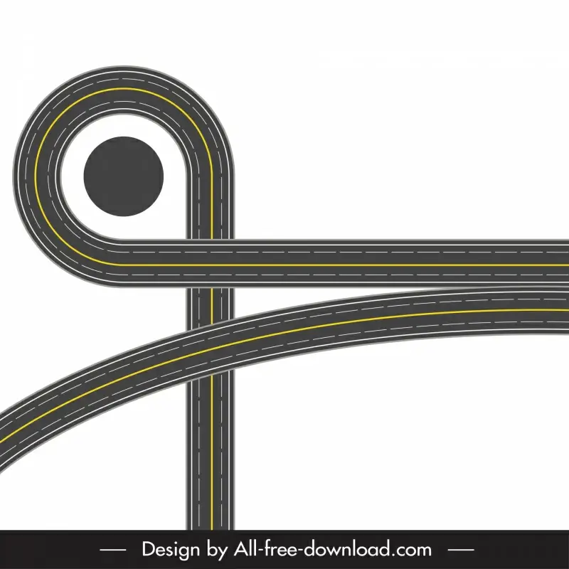 cross road icon flat modern highway system sketch