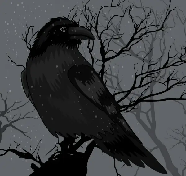 crow painting dark black design