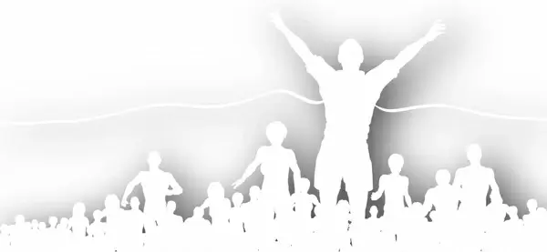 cheering crowd background white silhouette sketch