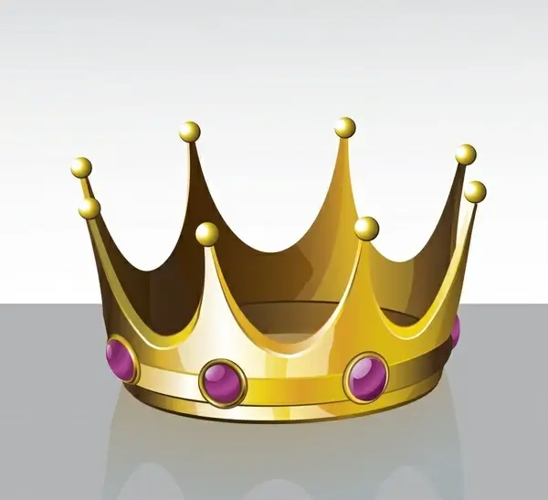 crown icon luxury golden 3d classical gems decor