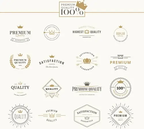crowns labels retro style vector