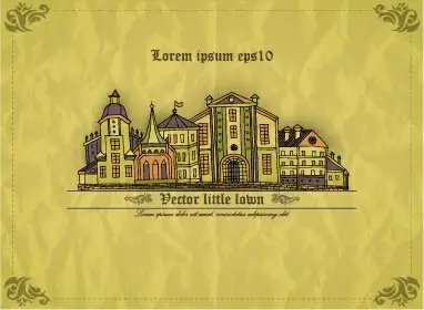 crumpled paper with vintage house vector