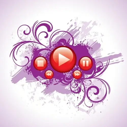 music background violet grunge shiny red button decor