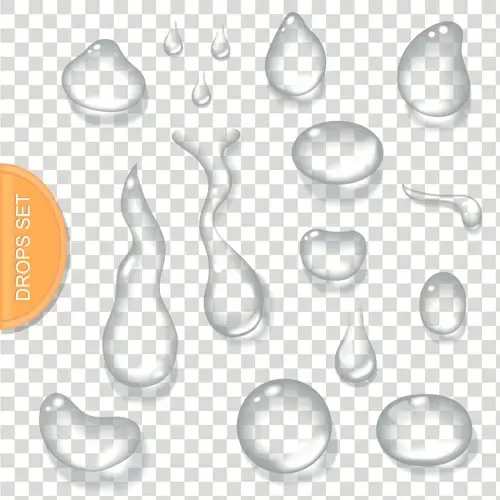 crystal clear water drops vector illustration