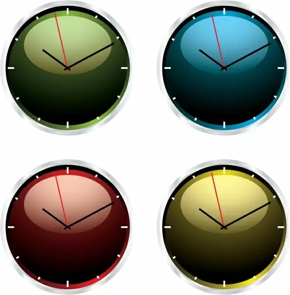clock templates shiny colored circle design