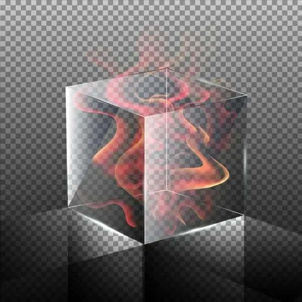 cube background flame icon 3d design checkered decoration 
