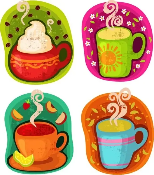 Cup of Hot Drink Coffee or Tea Vector Illustration