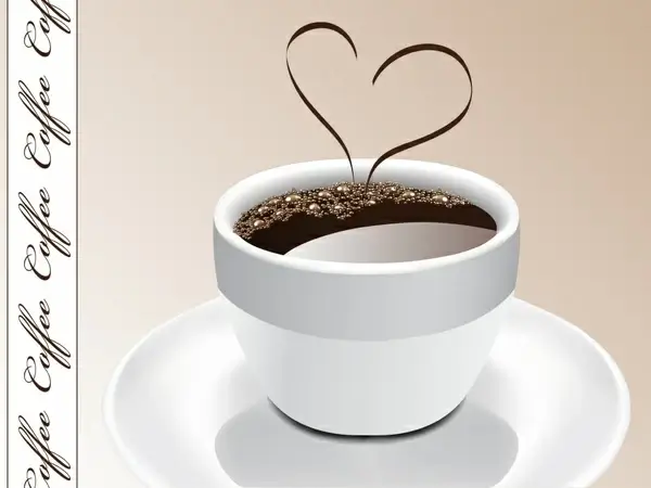 coffee advertising cup heart icon 3d realistic design