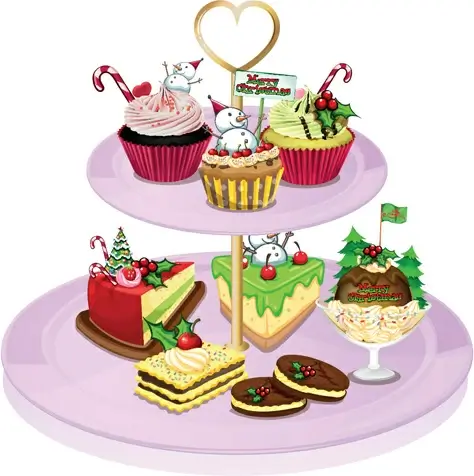 cupcakes with christmas elements vector