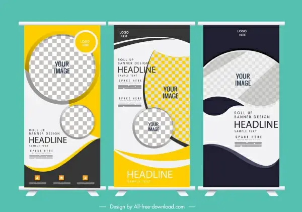 curl up banner templates modern abstract decor
