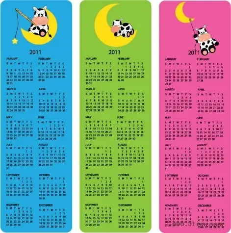 2011 calendar templates cute stylized cow cartoon character