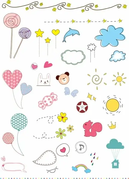 baby shower design elements cute colored flat icons