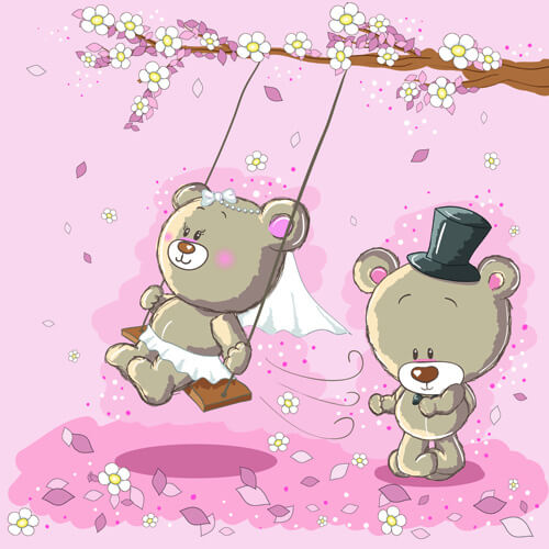 cute bears baby cards design vector