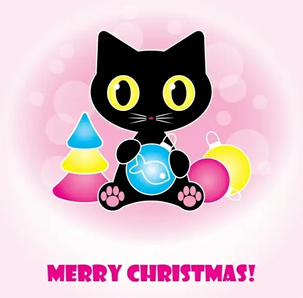 christmas banner cute black cat baubles decor