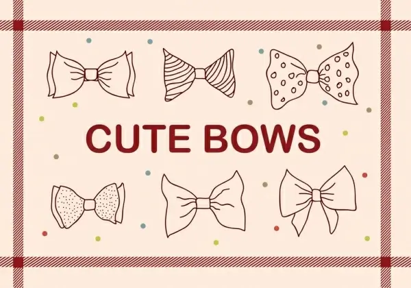 cute bows background hand drawn icons sketch