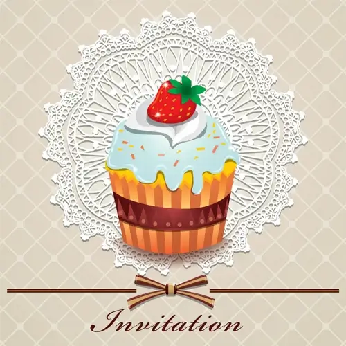 cute cake cards design elements vector