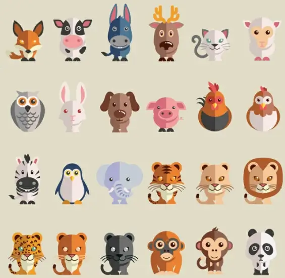 cute cartoon animals free icons vector