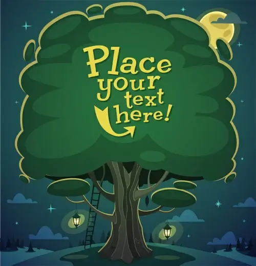 cute cartoon trees vector background graphics