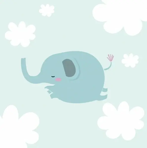 cute elephant drawing blue fat sketch