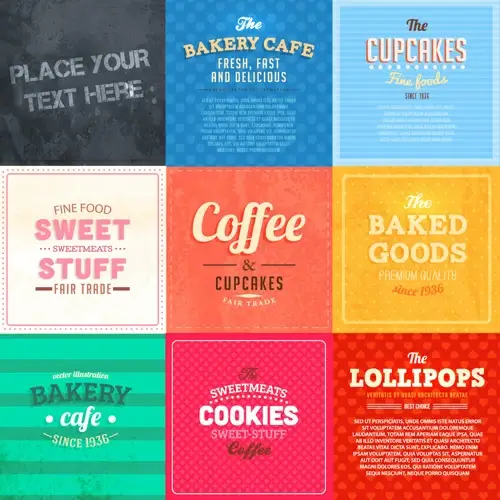 cute food labels design vector