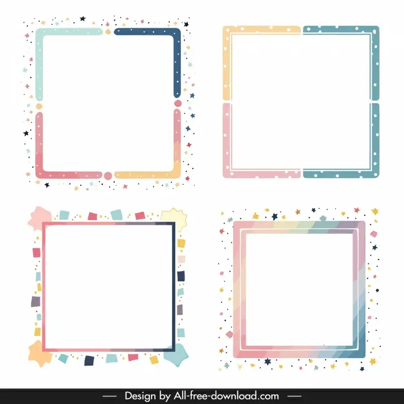 cute frame templates colorful stars spots decor