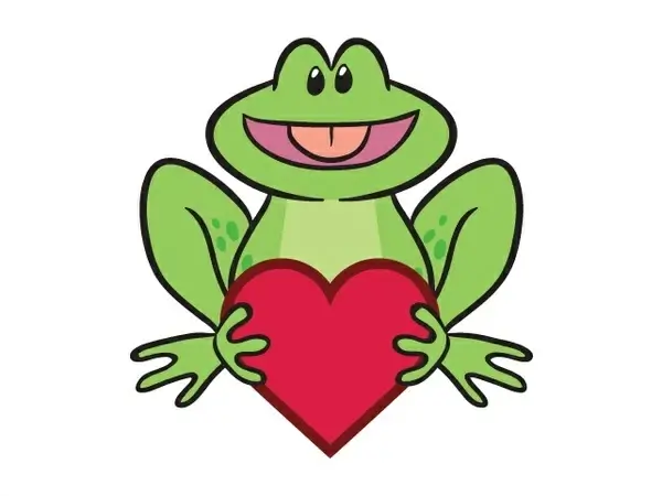 
								Cute Frog Holding a Heart							