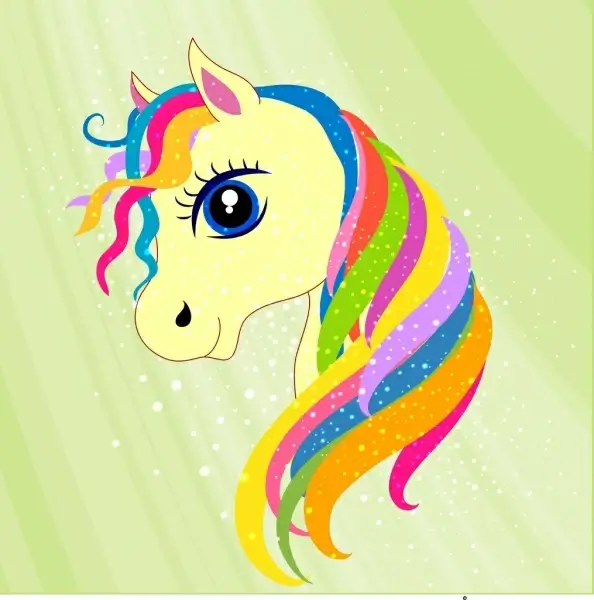 cute horse head icon colorful sparkling cartoon decoration