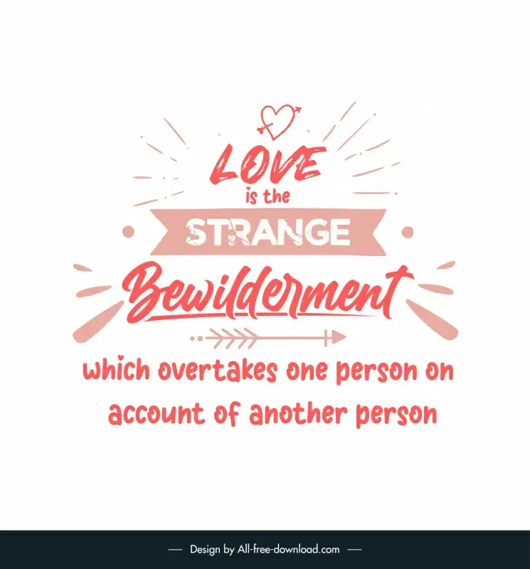 cute love quotes poster template retro dynamic texts arrow hearts handdrawn design 