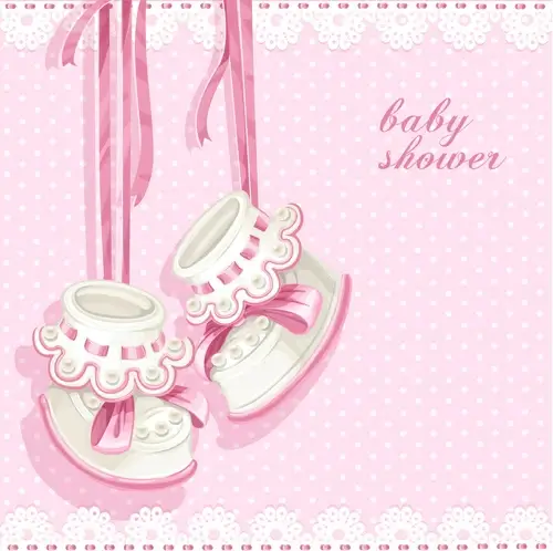cute pink baby shower card vector