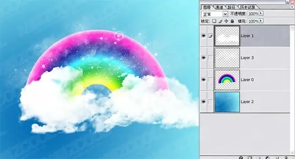 cute rainbow clouds wallpaper psd layered 