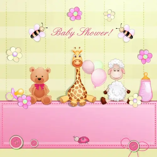 cute toy with baby card vector