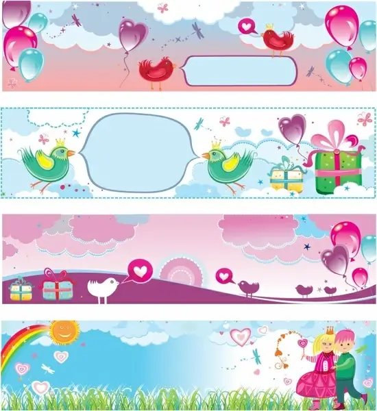celebration banners cute colorful handdrawn decor horizontal design