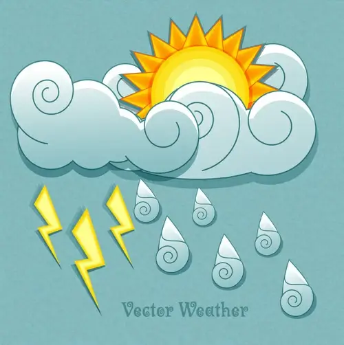 cute weather elements vector