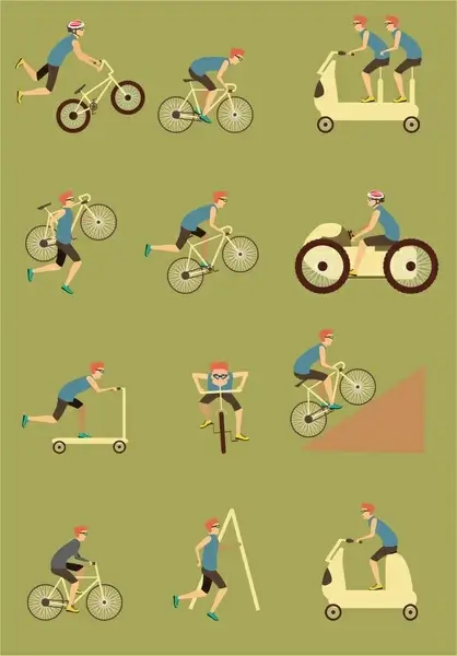 cycles sports vector illustration with various styles