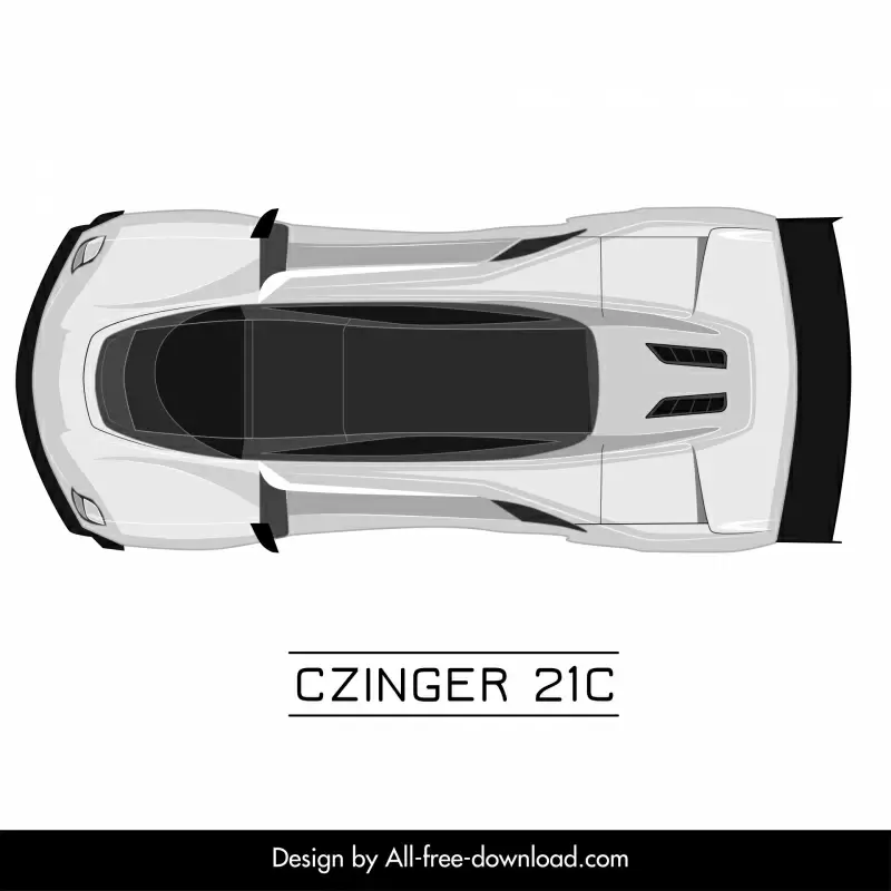 czinger 21c car model icon modern symmetric top view sketch