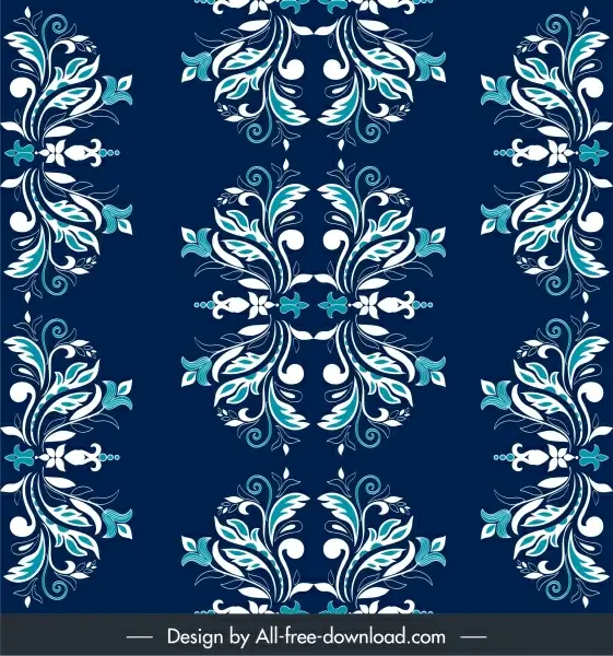 damask pattern flat classical symmetric repeating floral sketch