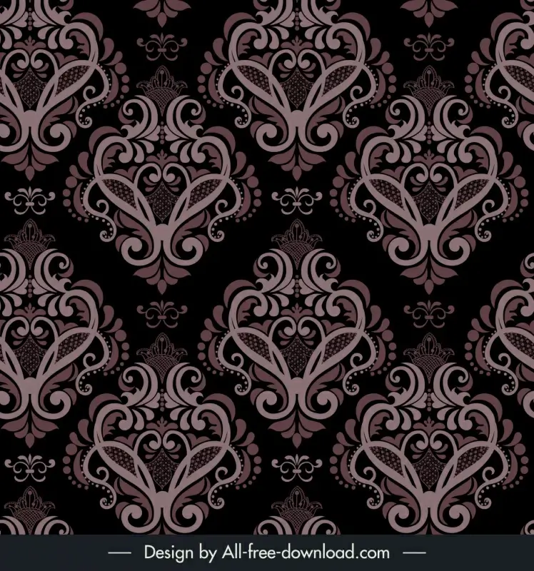 damask seamless pattern design elements dark repeating retro
