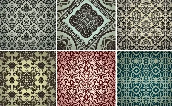 floral seamless patterns collection classical damask style