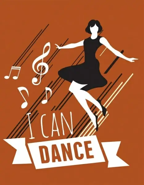 dance background woman notes icons classical design