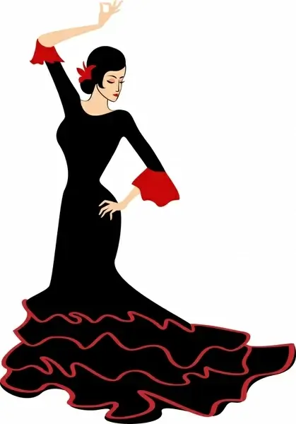 female dancer icon elegant cartoon sketch