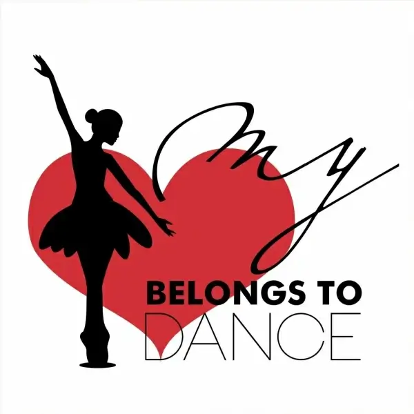 dance hobby poster female dancer silhouette heart icon